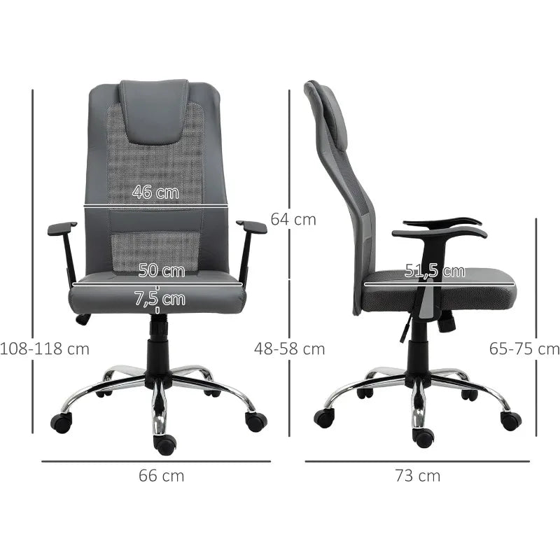 Vinsetto Bürostuhl Drehstuhl höhenverstellbar Chefsessel Schreibtischstuhl ergonomisch PU schwarz 66 x 73 x 108-118 cm