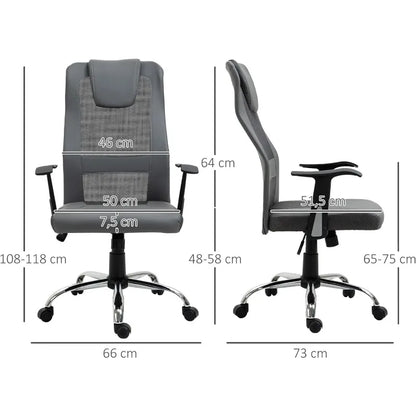 Vinsetto Bürostuhl Drehstuhl höhenverstellbar Chefsessel Schreibtischstuhl ergonomisch PU schwarz 66 x 73 x 108-118 cm