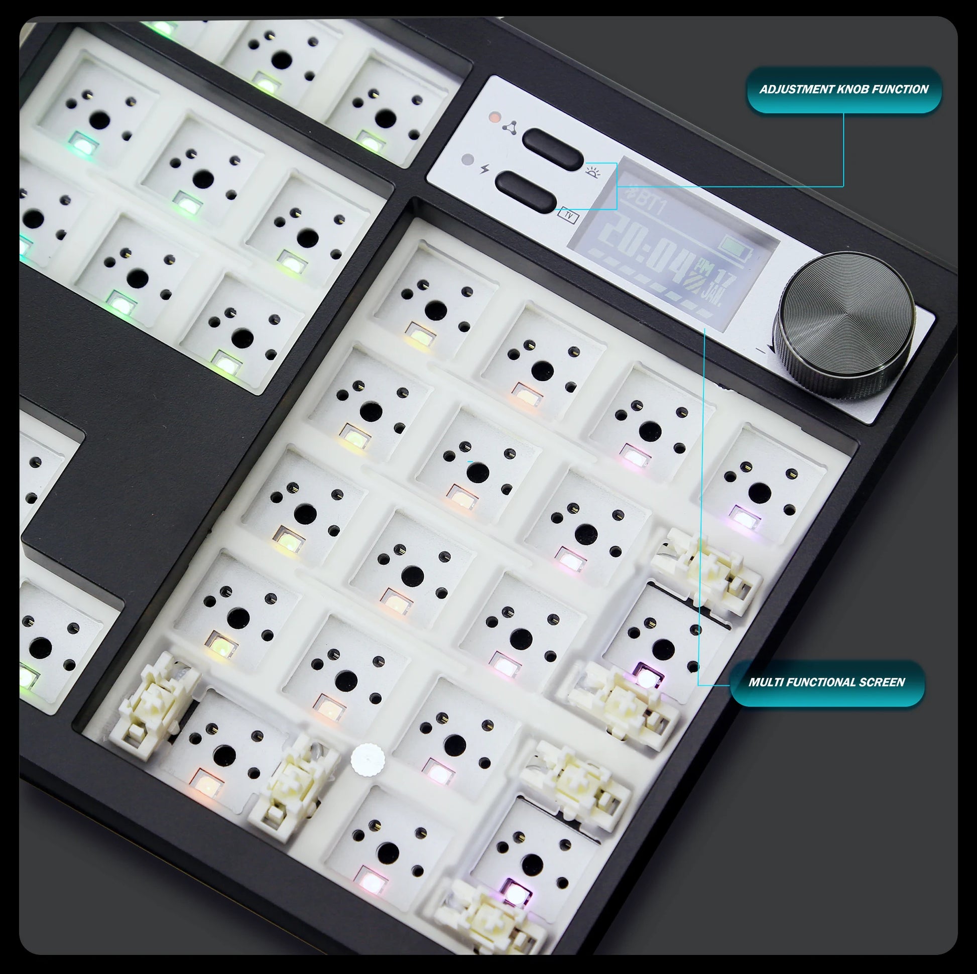 GMK104 Mechanical Keyboard Kit Three Mode Gaming Keyboard Hot Swap  Backlit Gasket Structure This VIA with display screen.