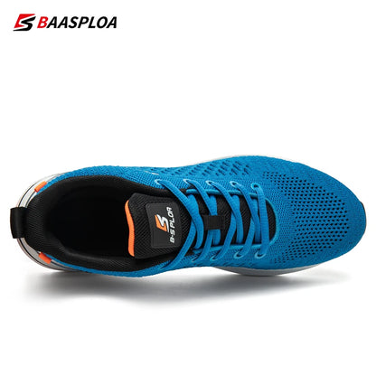 Baasploa Men's Running Shoes New Fashion Lightweight Mesh Breathable Walking Shoes Male Outdoor Casual Lace-Up Sports Shoes.