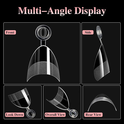 120PCS- Semi-frosted short almond clear fake nails, whitening nail art set with removable fake nails for festivals, parties, dat.