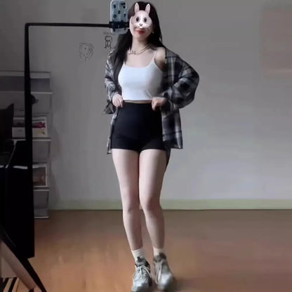 Black High-waisted Elastic Shorts Women's Slimming Petite Brief 2024 New Style Trendy Female Shapewear.