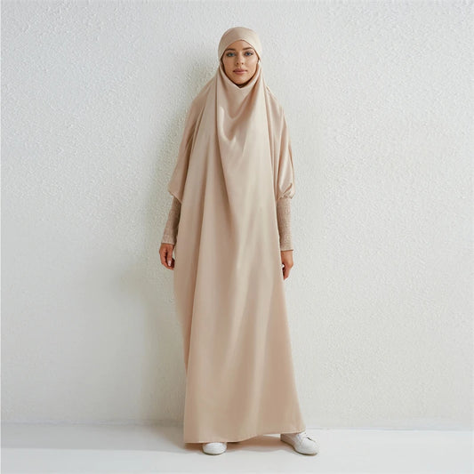 Muslimische Abaya mit Kapuze, Smockärmel, einteiliges Gebetskleid, Damen, Jilbab, islamische Kleidung, Dubai, Saudi-Arabien, schwarze Robe, türkische Bescheidenheit