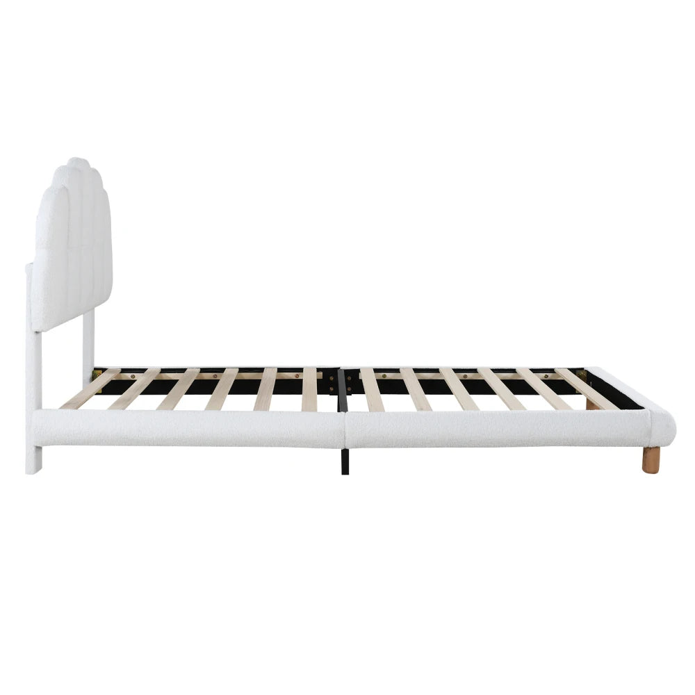Modernes 90x200cm Einzelbett, Kinderbett, Jugendbett, Polsterbett, Holzgittergrill, Fleeceimitation, Weiß und Rosa