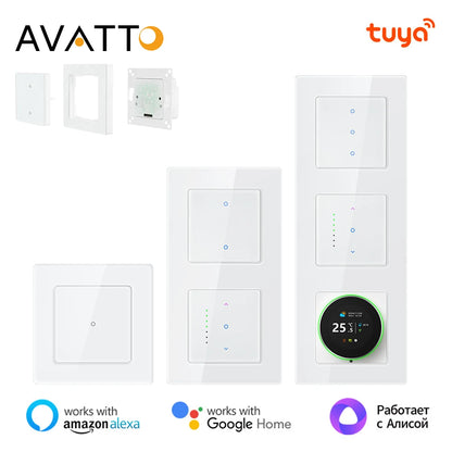 AVATTO Tuya WiFi Smart Lichtschalter/Vorhangschalter, Multi-Frame-Kombinationslichter und Vorhangschalter unterstützen Alexa Google Home.