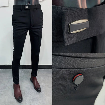 Men Suit Pants Formal Trousers Stretch Slim Pantalone Hombre Calça Masculina Solid Color Casual Dress Pants Fashion Men Clothing.