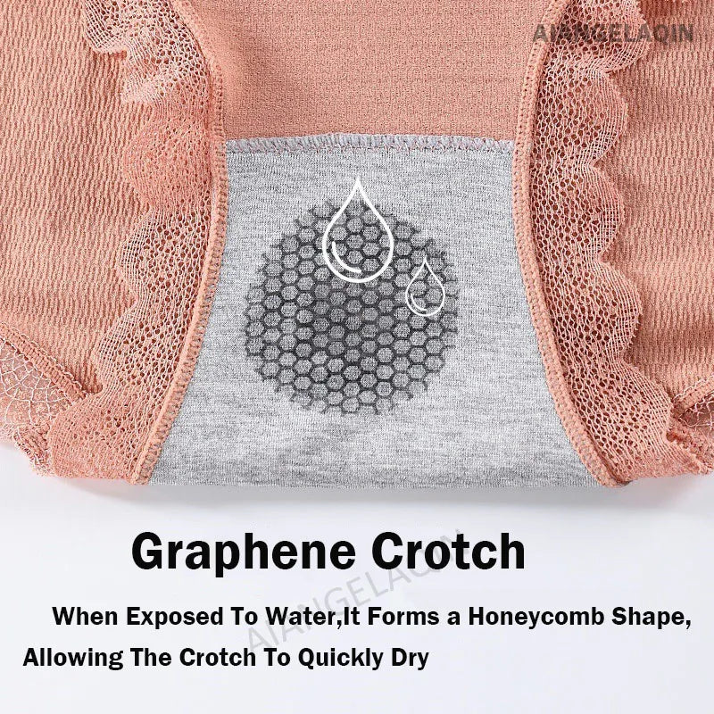 4Pcs Plus Size Underwear Women's Panties High Waist Sexy Panties Seamless Briefs Female Girls Lingerie Graphene Pantys Ladies.