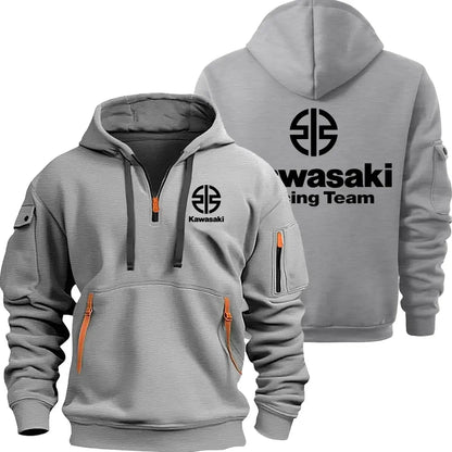 Kawasaki Logo Motorcycle Racing Team Men Half Zipper Hoodie Spring Autumn Male Sweatshirt 2025 New Sport Pullover Clothes.