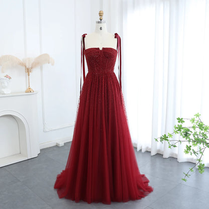 Sharon Said Luxus Perlen Blush Pink Dubai Abendkleid mit Trägern Weinrot Arabisch Arabisch Hochzeit Party Kleid SS263 Maßgeschneidert