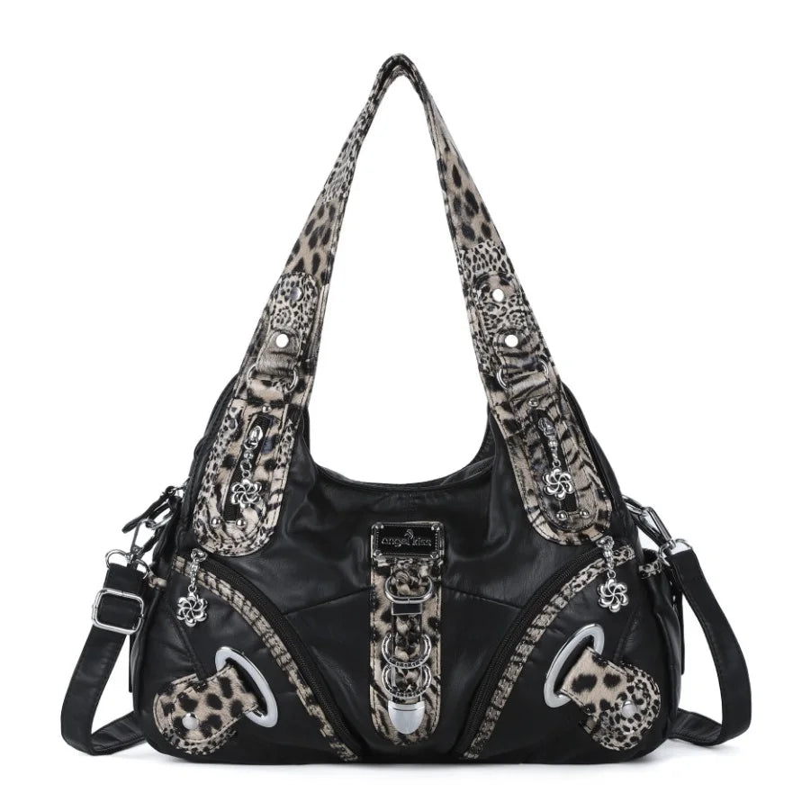 Angelkiss Women Handbags Large Women's Shoulder Bag Leopard Print Top-Handle Fashion Satchel Dumpling Shoulder Tote Hobos Bag.
