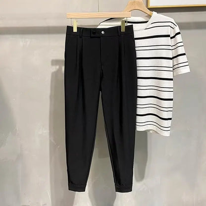 Luxury Fashion Straight Men's Casual Pants Spring Summer New Korean Suit Pant Harem Business Formal Male Trousers Trendy Brand