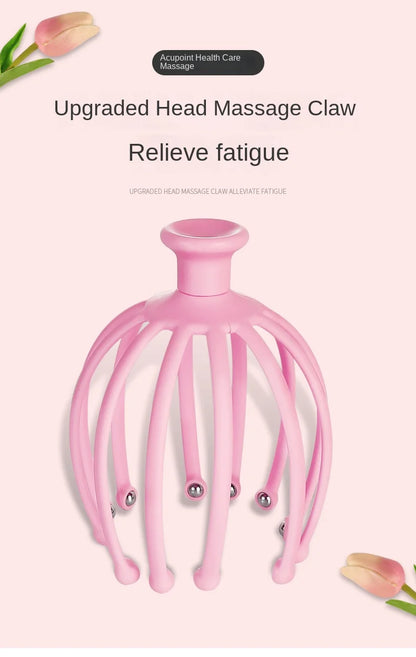Head Massager Neck Massage Octopus Scalp Stress Relax 12 Antennae Massage Head Meridian Comb Point Pressing Head Artifact.