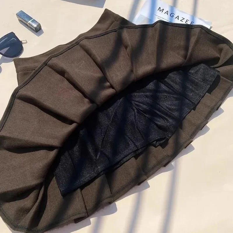 Faux Wool Pleated Skirts for Women Y2K Autumn Winter High Waist Preppy Woolen Jk Dance Skirt Korean Streetwear Female Mini Skirt.