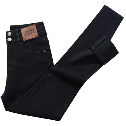 Spring Autumn 2024 New Style High-Waisted Black Jeans Women's Versatile Elastic Slimming Pencil Pants Fashionable Chinese Style.