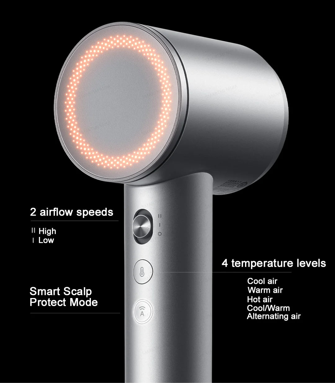 XIAOMI MIJIA High‑Speed Hair Dryer Pro,110k RPM,70 m/s Air,8 Airflow Modes,50 °C Constant Temp,200M Ions,CN Version With Ada.