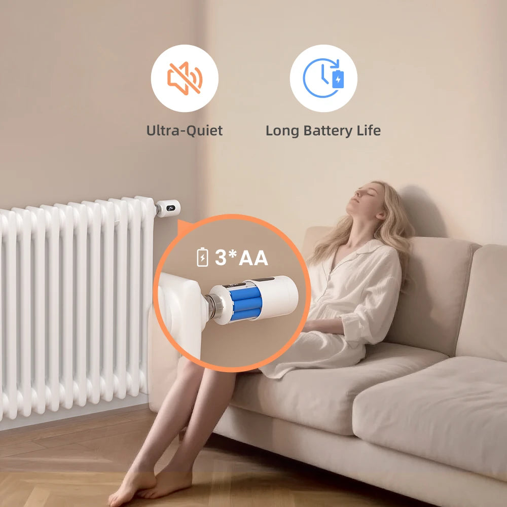 AVATTO 1~6PCS Tuya ZigBee TRV Thermostatic Valve,Smart Thermostat Radiator Actuator With Ambient Light,Alexa Google Home Alice.