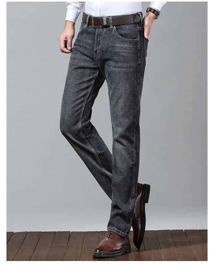 Lee Dex Jeans Herren Herbst/Winter Dicke, gerade Beine, lockere Passform, lässige Business-Hose, schlankmachend, glättet Ihre Silhouette-Hose.