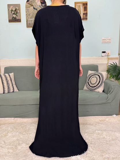 Muslimische Reine Abayas Für Frauen Dubai Baumwolle Applikationen Lose Fit Femme Robe Türkei Islam Traditionelle Kleider Mit Kopftuch Turban.