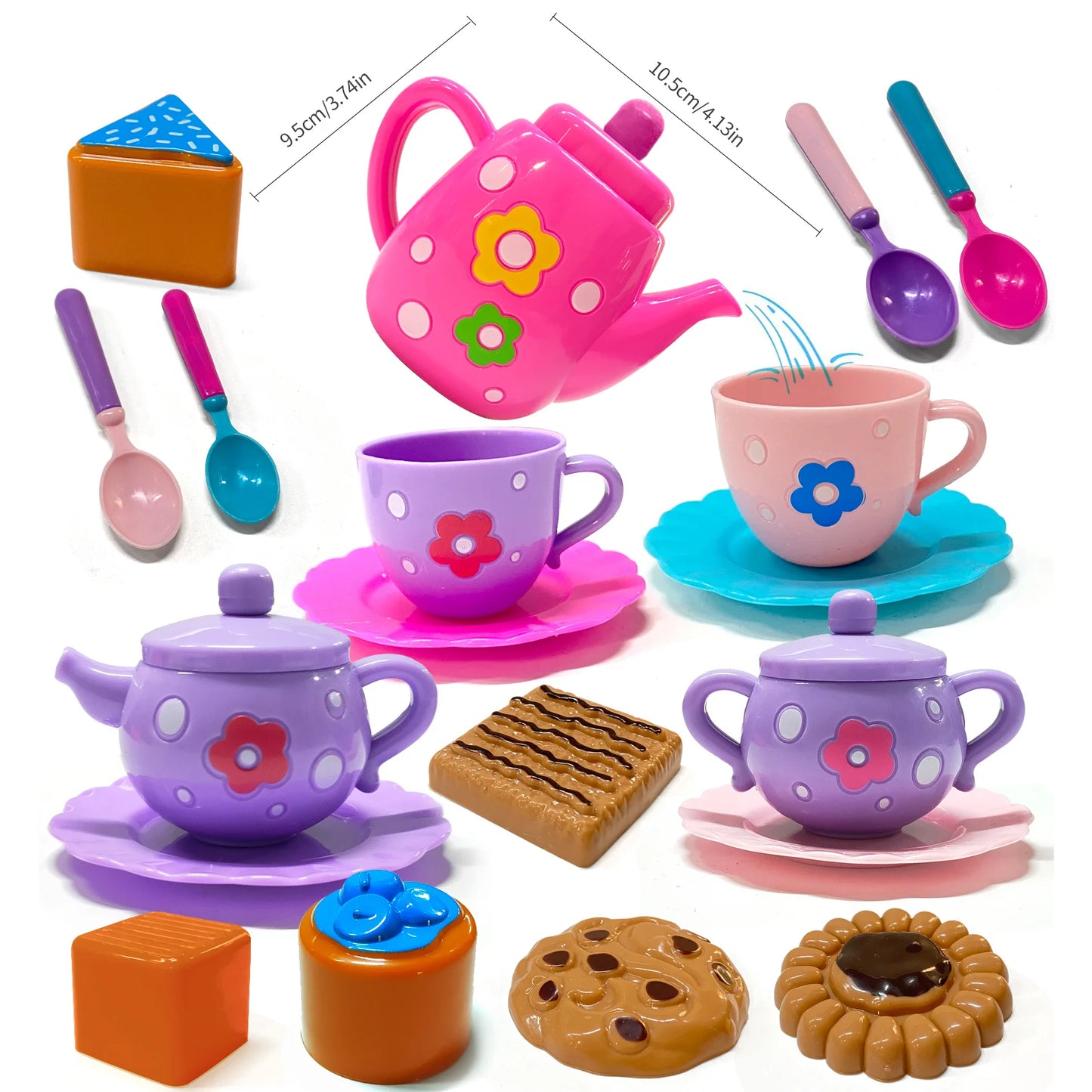 Tea Set for Little Girls, Tea Party Set, Tea Set for Toddlers Including Kettle, Cookies, Kids Play Food, Boys Girls Gifts.
