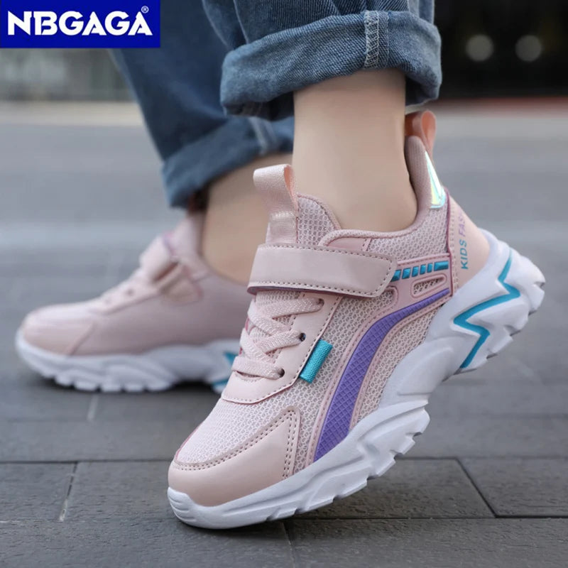 Trendy Lightweight Children Girls' School Shoes Anti-Slip Breathable Outdoor Casual Walking Sneaker Size 28-39.