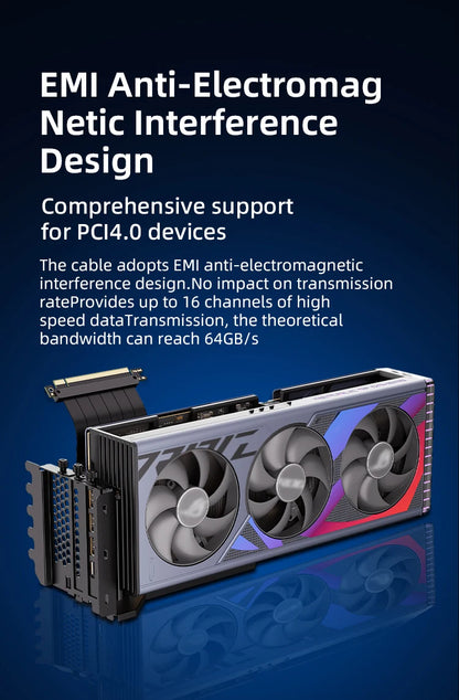 TEUCER L-Z3 GPU Vertical Mounting Bracket Kit, PCIe 4.0 X16 Riser Cable 200mm, Graphics Card Steering Mounting Bracket.