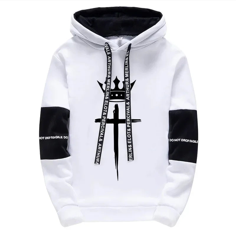 Cross Crown Print Sweatshirts Sweatpants High Quality Street Fashion Tracksuit 2025 Fall/winter Men's Sportswear 2pcs Set.