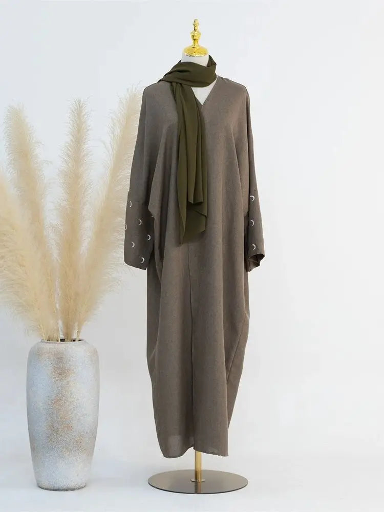 Moon Embroidery Open Abaya 2024 New Luxury Kimono Coat Hijab Muslim Sets for Women Islam Retro Modest Clothing for Party Kebaya