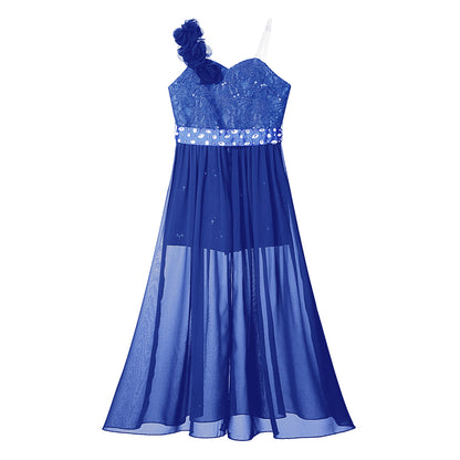 Elegantes Partykleid für Mädchen, Hochzeit, Geburtstag, Abschlussball, Bühne, Festzug, glänzende Pailletten, Perlenapplikation, Spitze, Chiffon, Overall-Kleider.