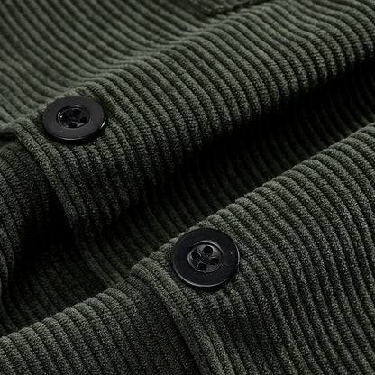 Men's Corduroy Jacket Stand-up Collar Slim Fit Retro Multi-pocket Workwear Commuter Coat for Spring And Autumn