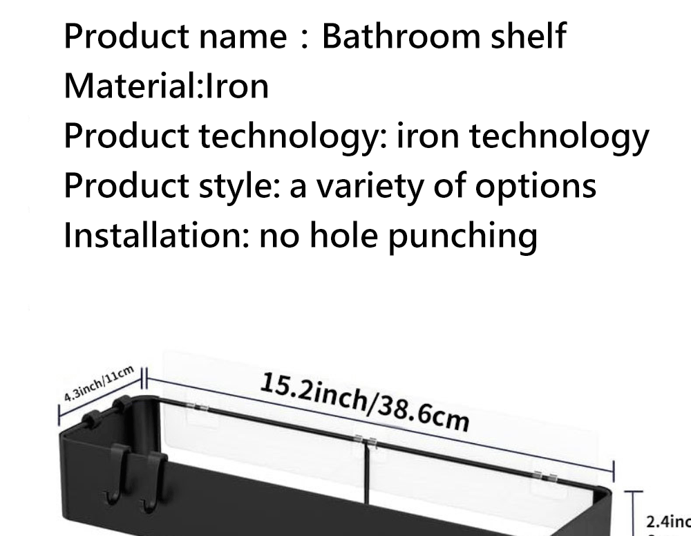 2 Packungen schwarzes Duschregal zur Wandmontage, Badezimmer-Organizer, Regal mit Haken, Küchendekoration, Regale an der Wand