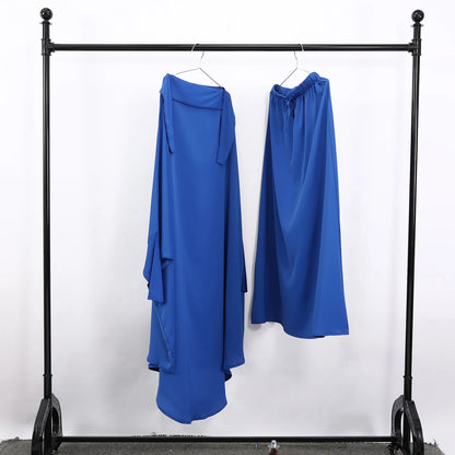 Ramadan Abayas Sets  2 Piece Set Muslim Women Hijab Dress Prayer Garment Abaya Long Khimar Arab Gown  Islamic Clothes Robe