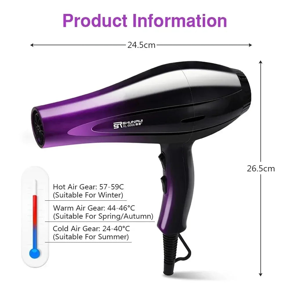 High-Power Ionic Hair Dryer Fast Heating and Hot/Cold 9 Gears Adjustment Home Professional Hairdryer Blow Dryer with Accessories
