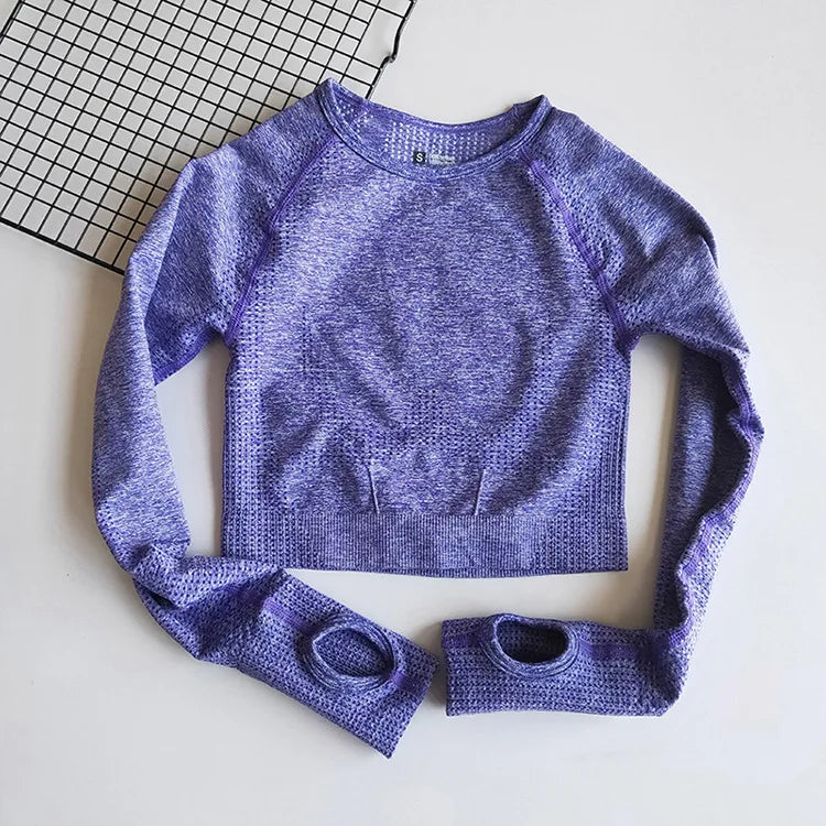 Women Seamless Yoga Shirts Crop Top Long Sleeves Shirts for Women Yoga Sports Fitness Gym Clothing Workout Tops Sports Shirts.