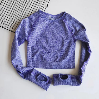 Women Seamless Yoga Shirts Crop Top Long Sleeves Shirts for Women Yoga Sports Fitness Gym Clothing Workout Tops Sports Shirts.