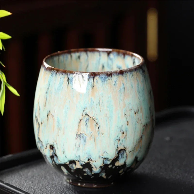 1pcs 250ml Chinese Style Kiln Changed Ceramic Coffee Cup Espresso Cups Pottery Cute Tea Cups Household Kung Fu Teacup Wholesale.