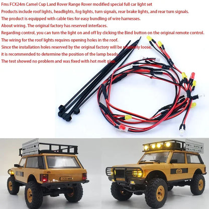 LED 5V Lighting Upgrade System Front and Rear Lamp for 1/24 RC Crawler Car FMS FCX24M Camel Cup Discovery Range Rover Parts