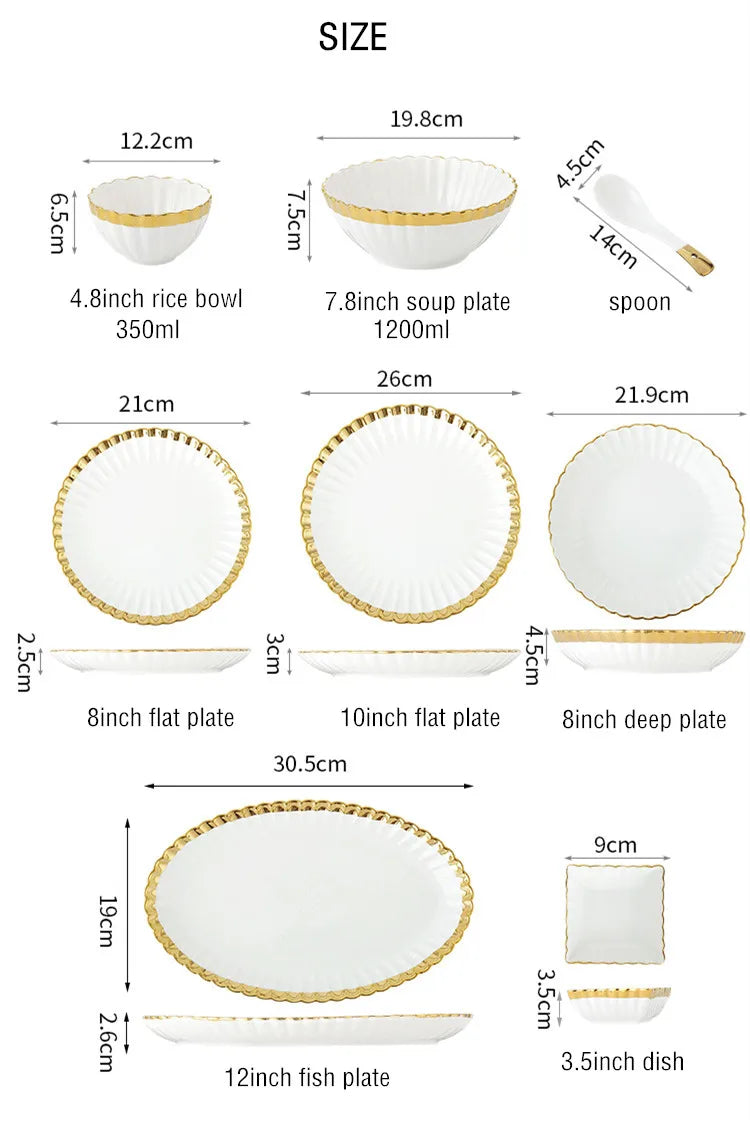 1pcs Upgrade white porcelain plates for food, dinner dishes, salad, soup bowls, ceramic porcelain plates, and tableware.
