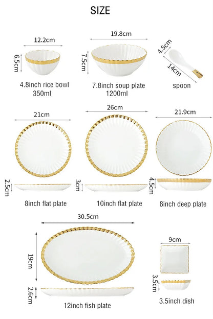1pcs Upgrade white porcelain plates for food, dinner dishes, salad, soup bowls, ceramic porcelain plates, and tableware.