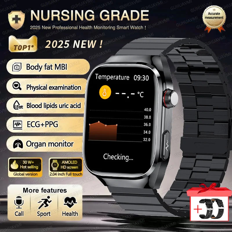 2025 New For Huawei Three highs Blood Pressure Smartwatch ECG Uric Acid Heart Rate Clock Body Analysis Health Monitoring Watches