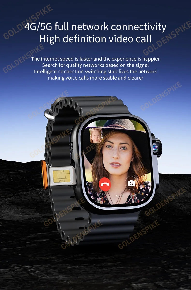 DW100 Pro Android Smartwatch Fingerprint Unlock Control Smart Watch 256GB ROM Free Download App WIFI GPS Camera 2.29inch Amoled.