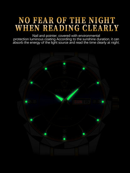 BINBONDB5552 30M Waterproof Luminous New Luxury Brand Quartz Womens Watches  Date Wristwatch Fashion Business Womens Watches.