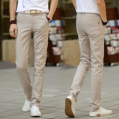 Summer Thin Men's Casual Pants Straight-Leg Loose-Fit Linen Trousers Youth Men's Pants Direct From Manufacturer Wholesale.