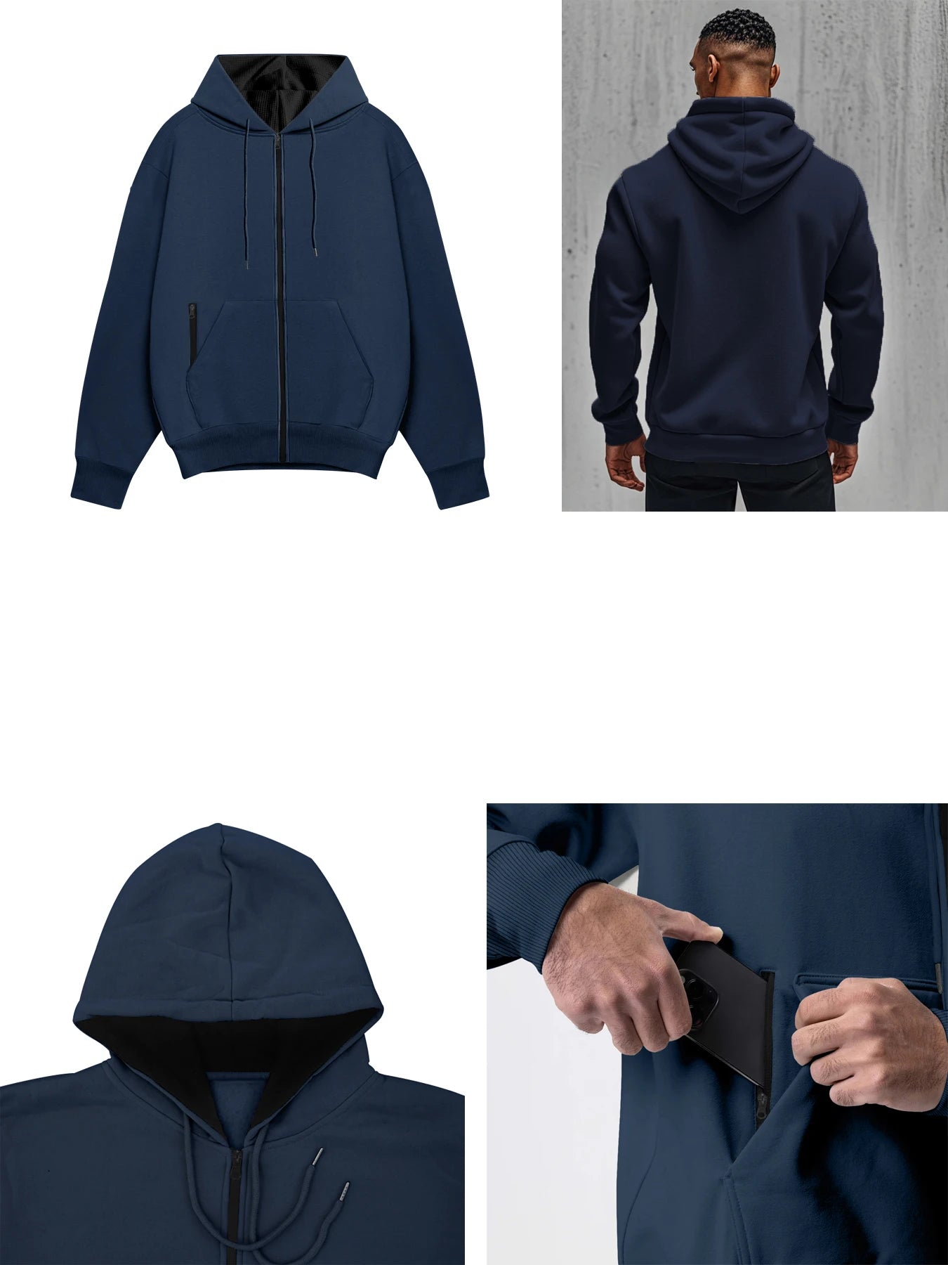 Men's Comfortable Thick Hooded Sweatshirt, Zipper Sports Shirt, Long Sleeved Sweatshirt, Autumn and Winter Season.