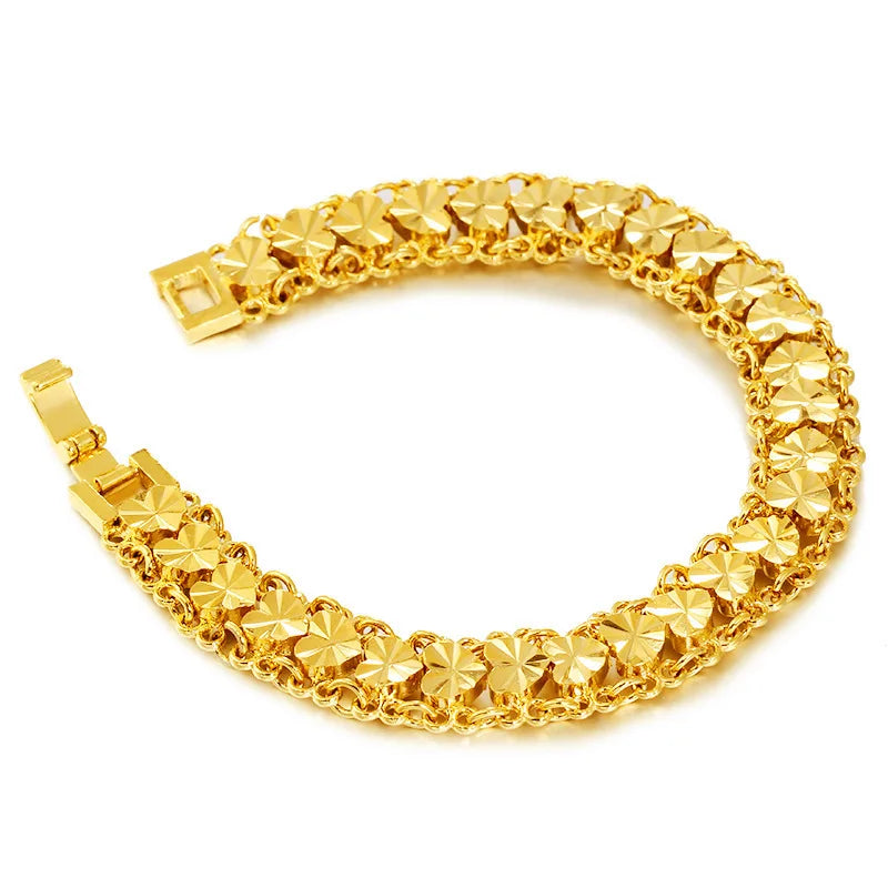 925 Silver 24k Gold Plated Women's Bracelet 18cm - 19cm Chain Bracelet Fine Jewelry.