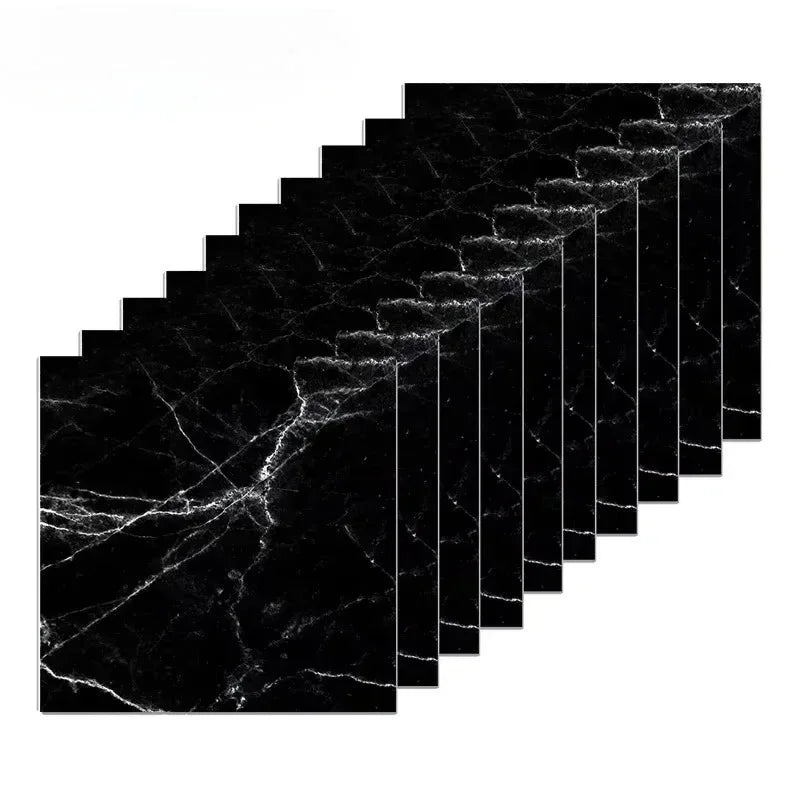 10PCS Waterproof 3D Ceramic Tile Sticker Imitation Marble Self Adhesive Wall Floor Sheet for Home Renovation Decoration Use