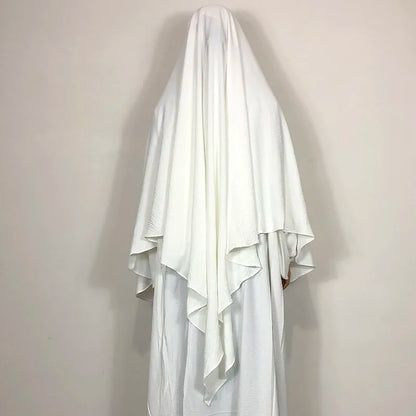 New One Layer Jazz Crepe Diamond Khimar High Quality Muslim EID Ramadan Islamic Clothing Tie Back Prayer Hijab Dropshipping