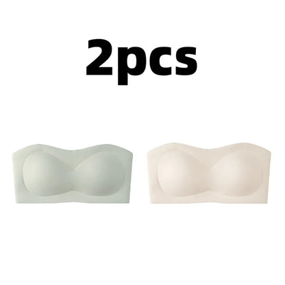 2Pcs/Set Sexy Seamless Top Bra Invisible strapless Bras Women Underwear thin Non slip Push up Bralette Wireless Female Lingerie
