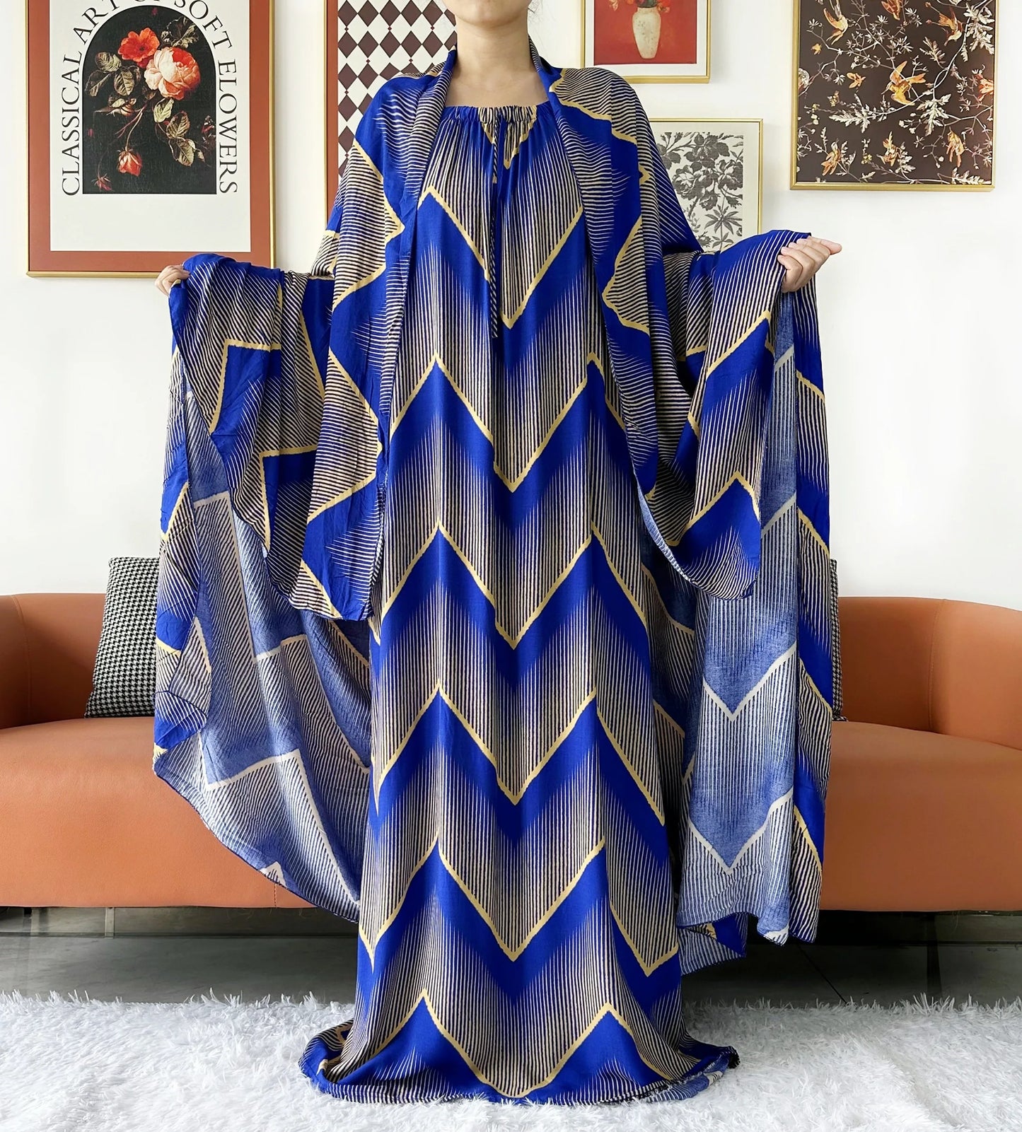 2024 New Muslim Dubai Abaay Women Cotton Dress With Big Scarf For Women Maxi Summer Short Sleeve Loose African Abaya Clothing.