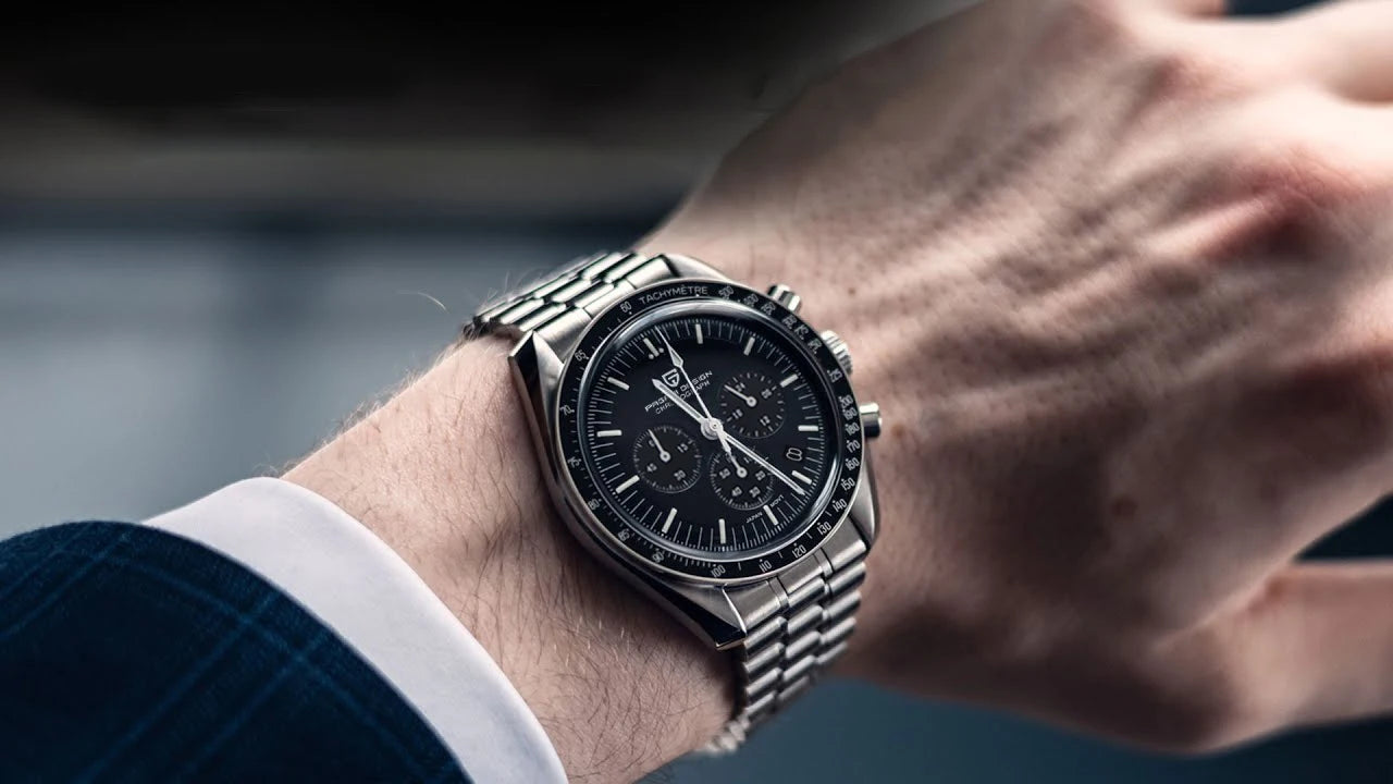 PAGANI DESIGN 2025 New Saturn Men's Watches Top Luxury Quartz Watch Men Light Tan Chronograph AR Sapphire crystal Wristwatch Men.