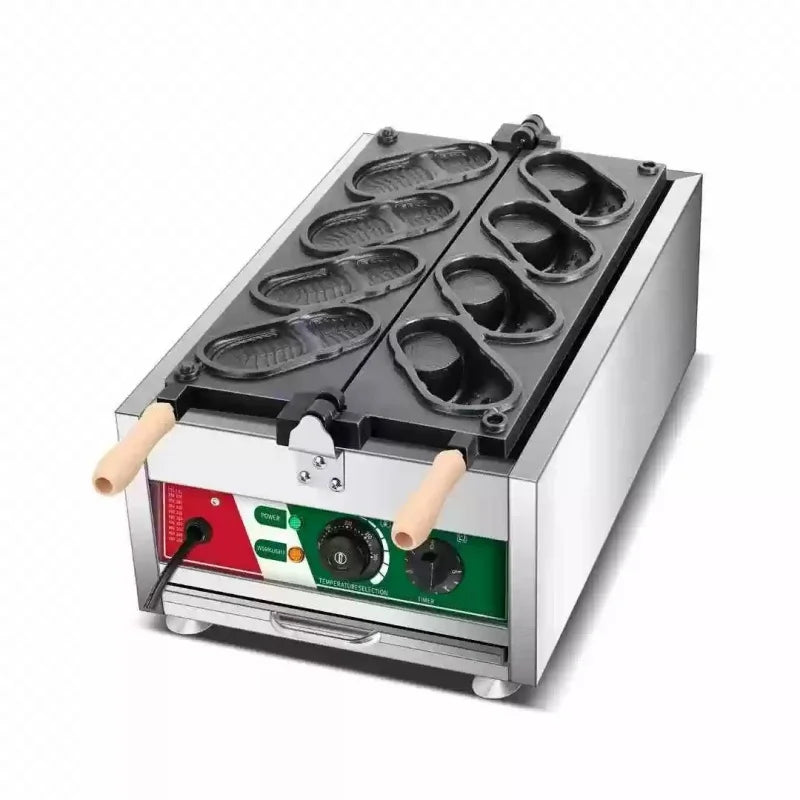 Commercial Slipper Shape Waffle Maker Machine 4 or 6 Holes Non-stick Waffle Iron Kitchen Snack Equipment.